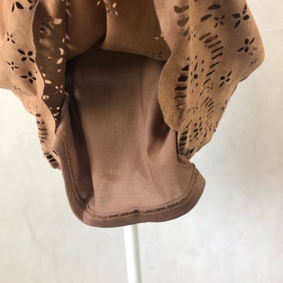 MinkPink Suede Sleeveless Lazer Cut Dress - Picture 5 of 7